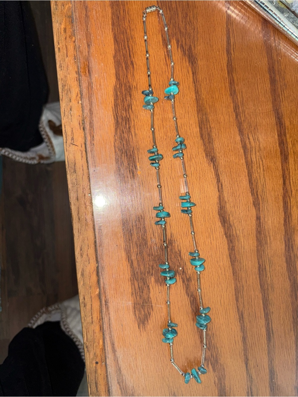 Turquoise Bead Station Necklace - Women Jewelry 12 inches
